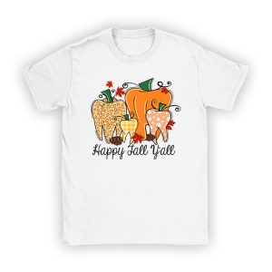 Happy Fall Y'all Pumpkin Tooth Leopard Halloween Dentist Fall T-Shirt