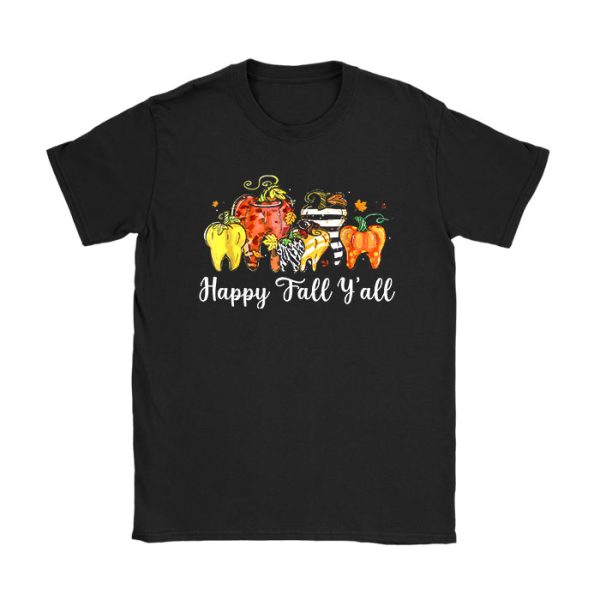 Happy Fall Y'all Pumpkin Tooth Leopard Halloween Dentist Fall T-Shirt