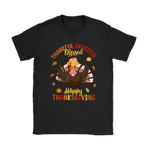 Thankful Grateful Blessed Thanksgiving Turkey Women Girls T-Shirt