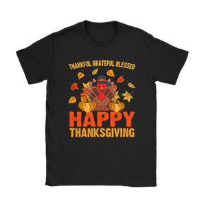 Thankful Grateful Blessed Thanksgiving Turkey Women Girls T-Shirt