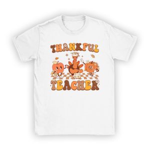 Thankful Teacher Retro Groovy Thanksgiving Fall Women Men T-Shirt