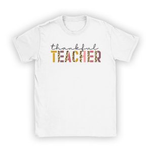 Thankful Teacher Retro Groovy Thanksgiving Fall Women Men T-Shirt