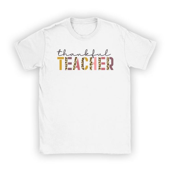 Thankful Teacher Retro Groovy Thanksgiving Fall Women Men T-Shirt